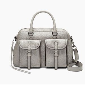 REBECCA MINKOFF LEATHER MILITARY POCKET SATCHEL